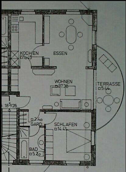 Mietshaus Grundriss 1. OG nur  Aufteilung 40 KB